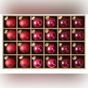 Set of 24 - Glass Xmas Tree Hanging Decorations, 1.18" Mini Christmas Ornaments